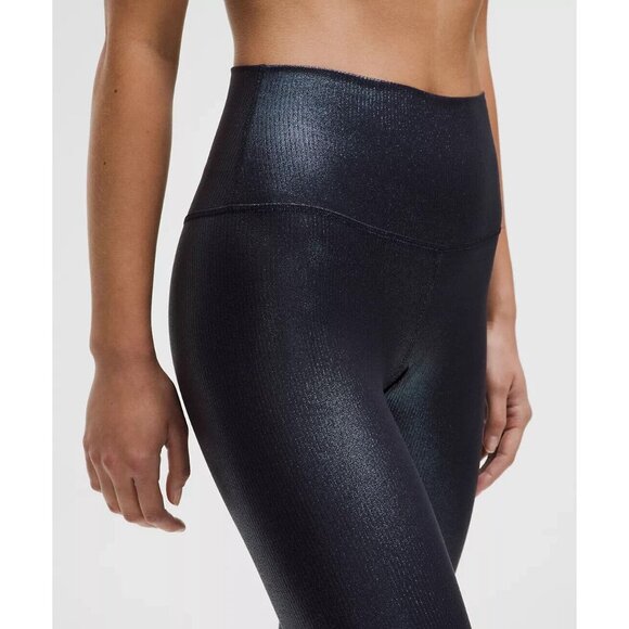 NWT Lululemon Align HR Ribbed 25” Shine C:Radiate Foil Print Black Night size 10 - Picture 3 of 6